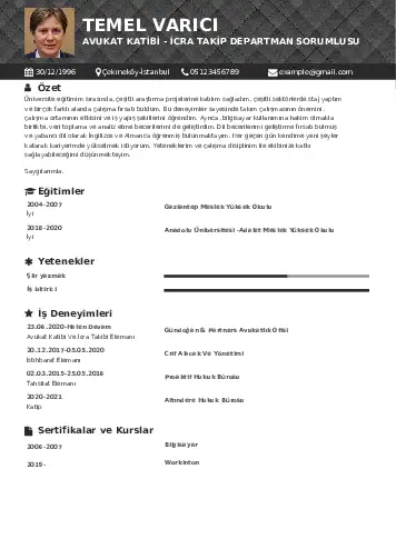 Hukuk Sekreteri Cv Örnekleri cv indir